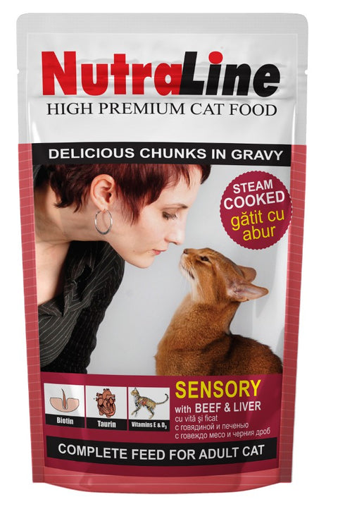 Hrana umeda pentru pisici Nutraline Cuisine cu vita si ficat 100 g